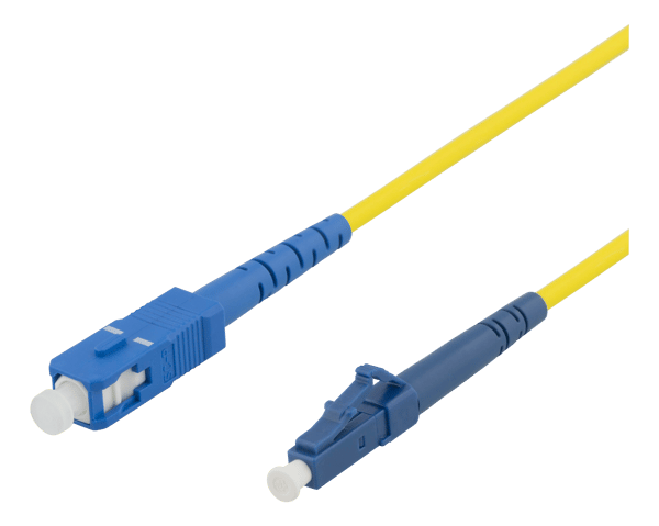 OS1/2 Fiberkabel, LC - SC, 9/125, singlemode, LSZH, 1m Grå