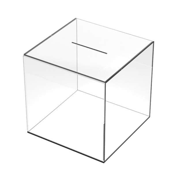 12cm Spargris Akryl Transparent Dammtät Kub Pengaboxar Förvaring Spargris