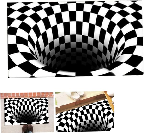 3D illusjonsbenkeplater, dørmatte, optisk illusjon sklisikker geome