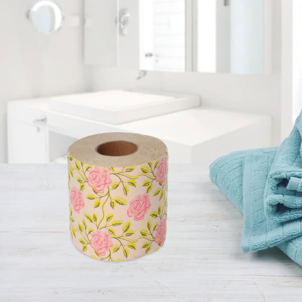 Bamboo Pulp Toilet Roll with Rose Pattern, Bulk Toilet Paper for Bathroom Cleaning