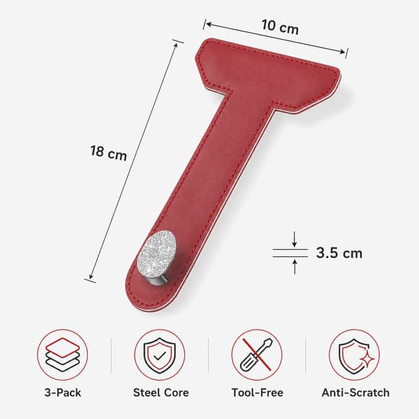 3-pack handskfackskrokar i metall med röd kant, mini, röd En röd One red one