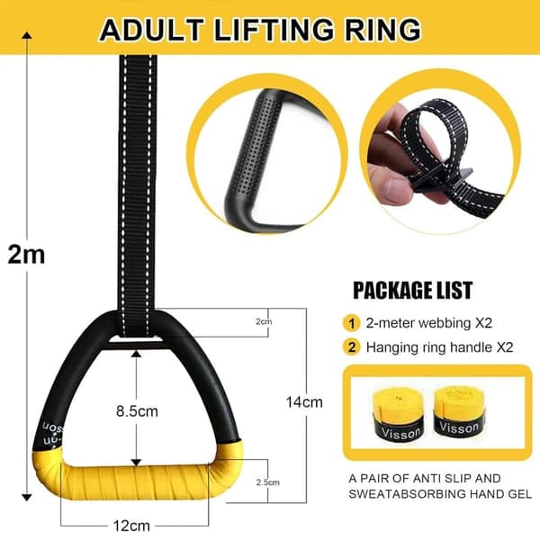 Adjustable Gymnastic Rings for Adults - Home Training, Pull-up & Fitness, Robust Nylon Strap
