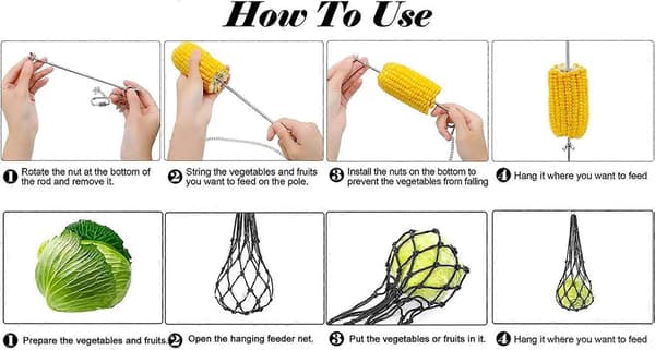 Chicken Vegetable Net Fruit Treat Snack Holder Hanging Feeder Coop Feeding Tool, 2 Pcs [DB]