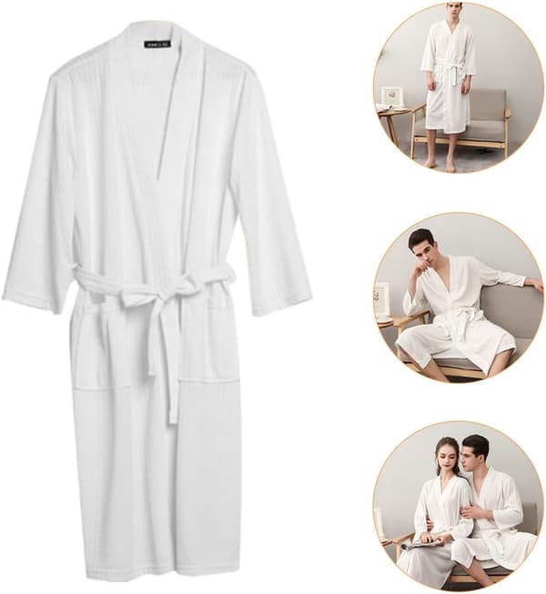 Durable Nightgown Lightweight Plush Bathrobe for Men Versatile Absorbent XXXL Size for Spring and Summer