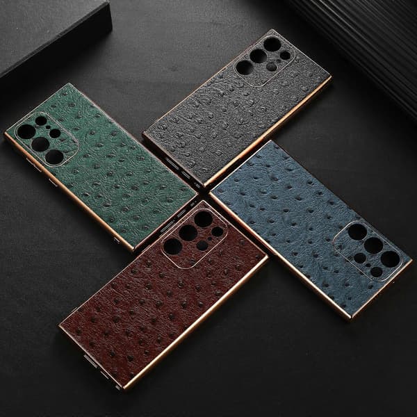 For Samsung Galaxy S23 Ultra 5G Leather Ostrich Texture Nano Electroplating Mobile Phone Case
