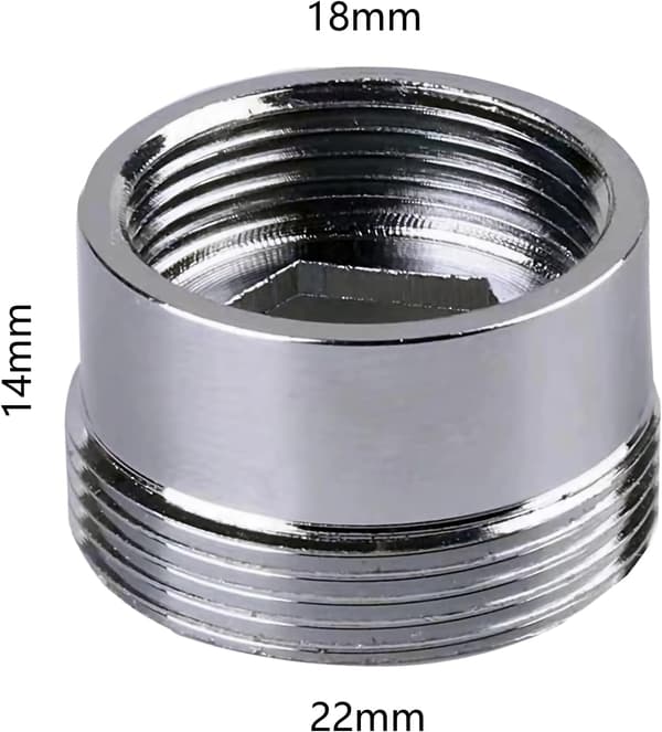Kranadapter, hun M18 til han M22 kranlufteradapter, velegnet til luftfilter til tilslutning til køkkenarmatur, (M18-M22)