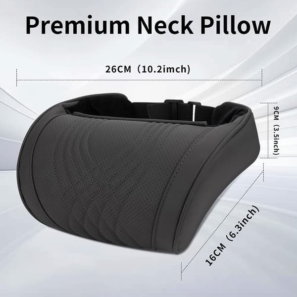Car Neck Pillow, Nappa Leather Memory Foam Neck Pillows, Removable Breathable Soft Covers with Adjustable Straps, Seat Headrest Pillow, Black, 1 pc