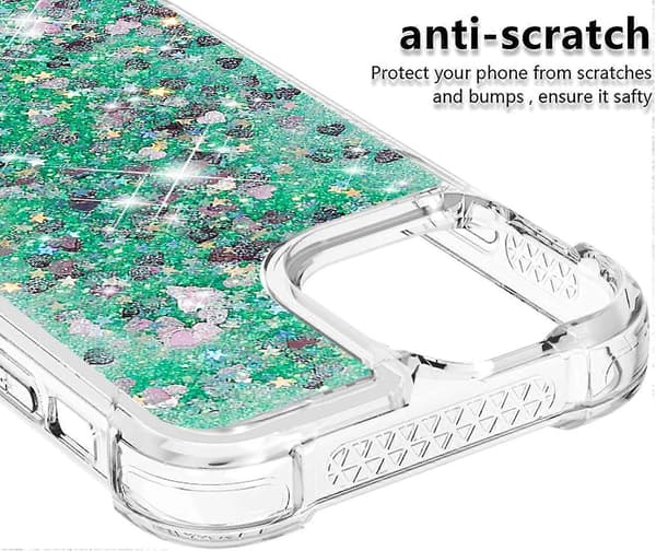 iPhone 13 Pro Max -kuori, kimalteleva glitter-neste, läpinäkyvä pehmeä TPU-silikonisuoja, vihreä