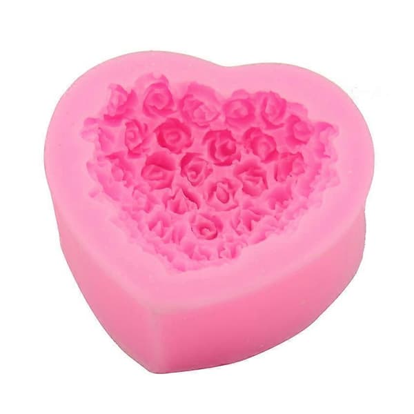 Hjerteformet Rosebukett Fondantform Kakeform Baking DIY Silikon Kakeform