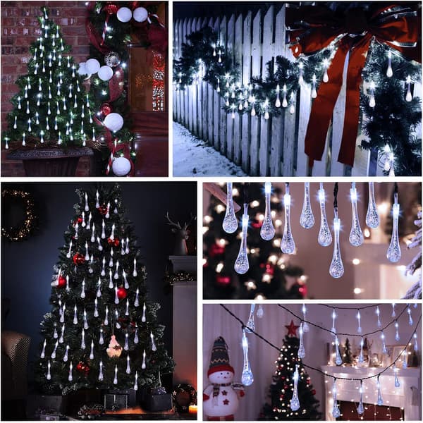 Outdoor Solar Christmas Tree Lights, Cool White, 30 LED, 6.5m