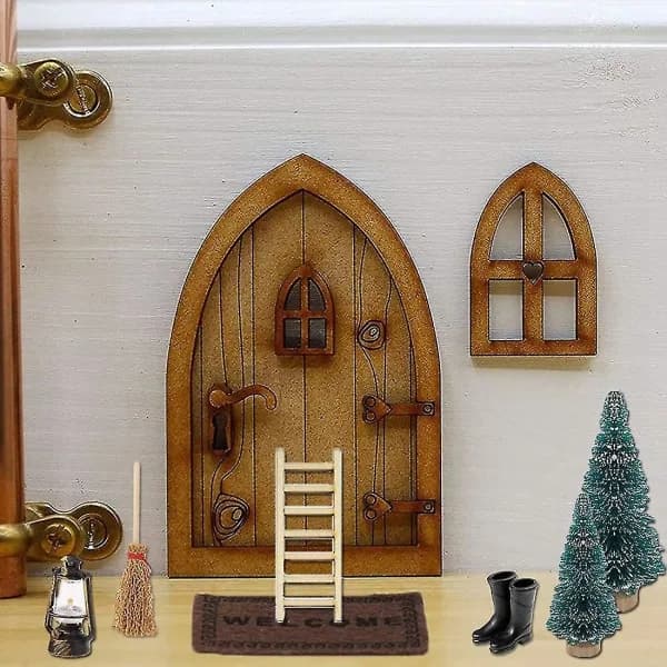 1:12 Dukkehus, alvedør julesett, alvehusdekor