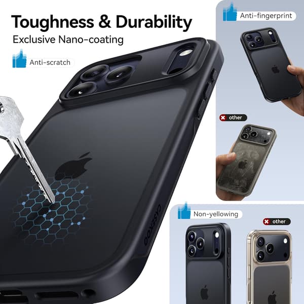 iPhone 17 Pro Max Skal med Matt Finish & Anti-Fingeravtryck [JUN]