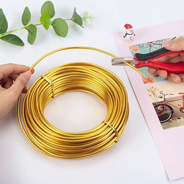 20m 2mm aluminiumtråd, gullmodellering metalltråd for hagearbeid og blomsterskulptur