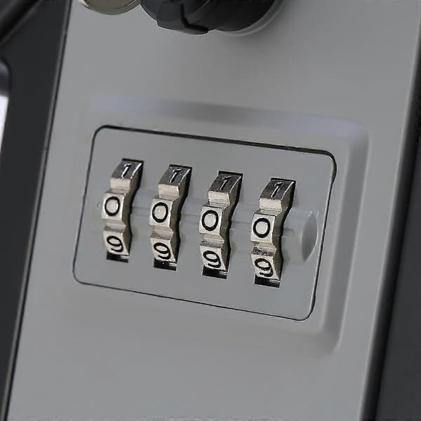 House-shaped 4-digit Combination Lock Box with 2 Keys Large Space Secure Metal Storage for Home, Office, Hotel SilverGrey SilverGrey