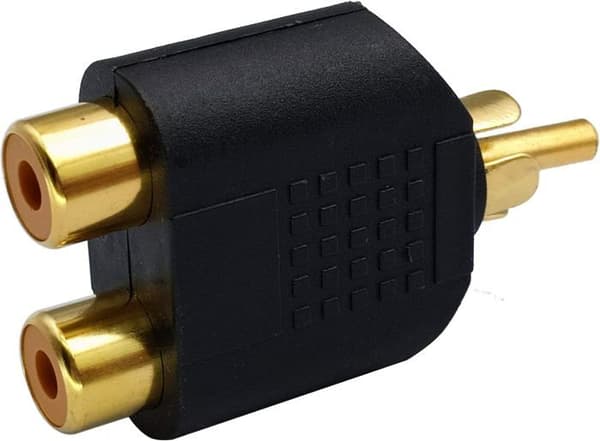 RCA Y-splitteradapter, forgyldt 1 RCA han til 2 RCA hun, lydvideostik, AV-lydvideokonverter (5-pak)