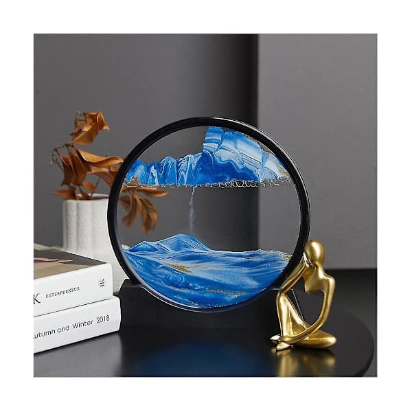 Rörlig Konst Bild Rund Timglas 3D Berg Motiv Display Flödande