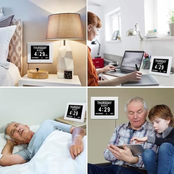 Kalenderur - Automatisk dæmpning - 8 tommer - Hvid