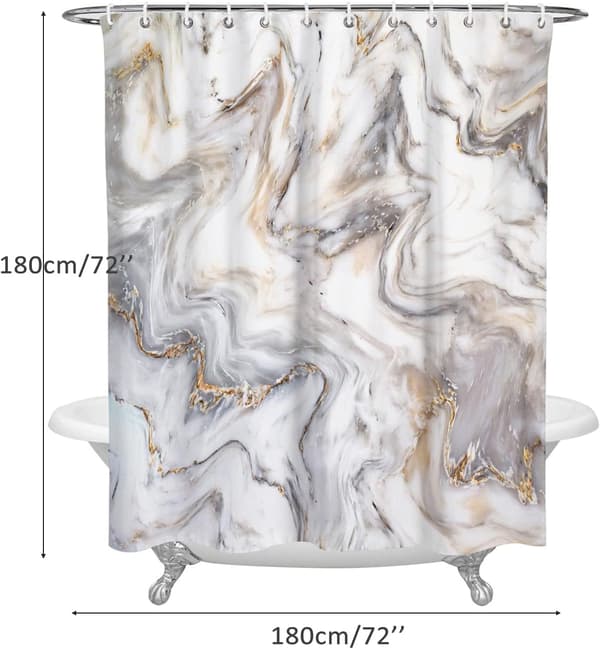 Bruseforhæng, Moderne Badeværelsesindretning, Abstrakt Marmorbruser 180*180cm Polyester