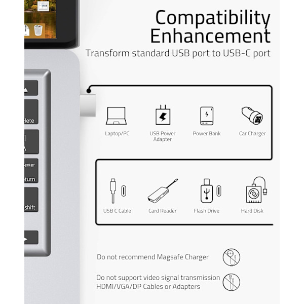 USB A til USB C-adapter Sølv, ZQKLA