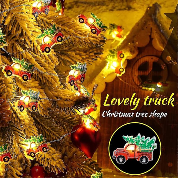 Christmas LED String Lights 2 m 20 LED Christmas Lighting Red Truck Light Battery Operated 8 Flashing Modes Garland Light Decor With Remote Control For
