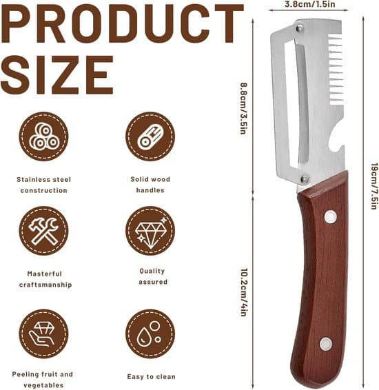1. 3-in-1 Vegetable Peeler with Wooden Handle, Bottle Opener, and Grater – Multifunctional Kitchen Tool