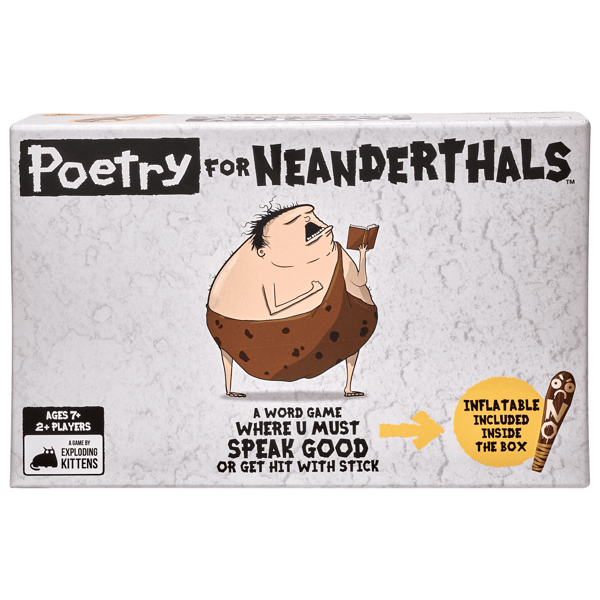 Neandertalin runous -lautapeli Exploding Kittensiltä, 15 minuuttia, ikäsuositus 7+, 2+ pelaajaa.