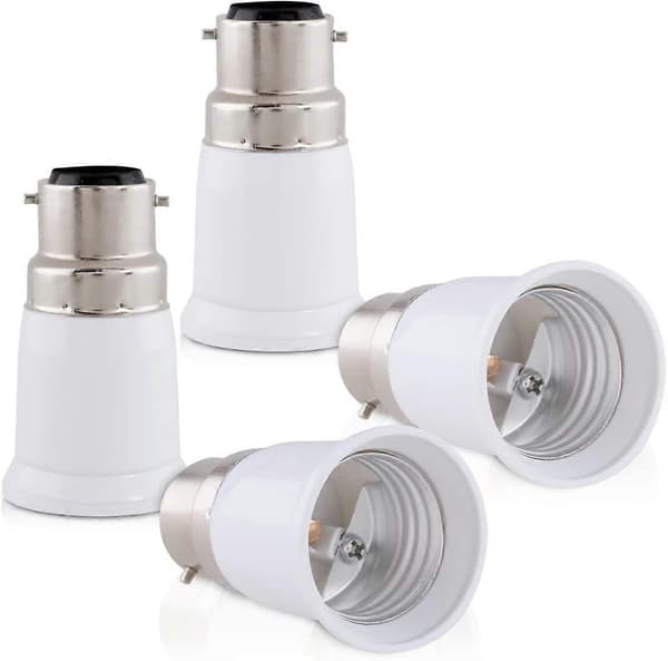 4x Socket Adapter - B22 to E27 Socket Converter - Bayonet Lamp Holder Adapter for Halogen LED Lamp (FMY)