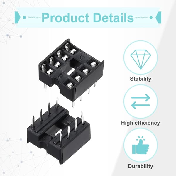 100 st DIP IC Chip Socket Adapter 8-stiftssats 2,54 mm/0,1\" stigning för kopplingsdäcksprojekt, PCB-kortdesign number_of_items