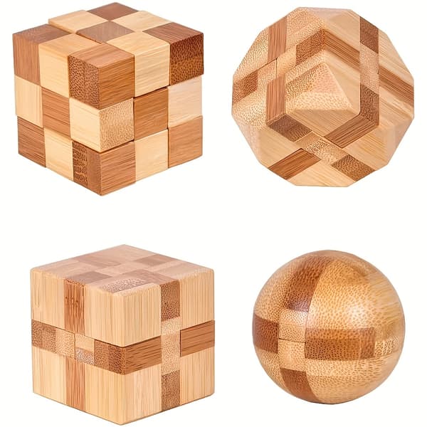 4 kpl bambu-aivopähkinäpeliä - 3D-puinen logiikkasetti 4kpl/setti 4pcs/set