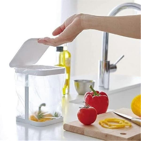 Mini Metal Trash Can with Lid, Small Garbage Bag Holder for Home, Kitchen, Office