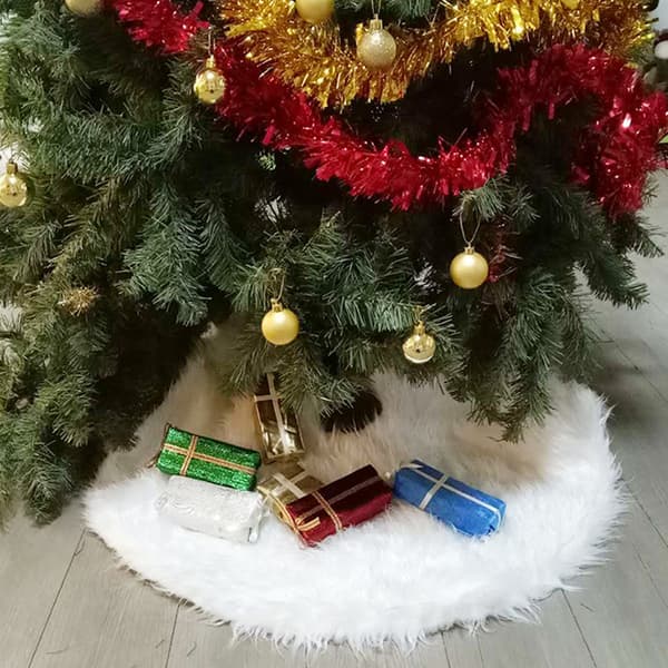 Juletræstæppe, hvidt plys juletræstæppe, jul