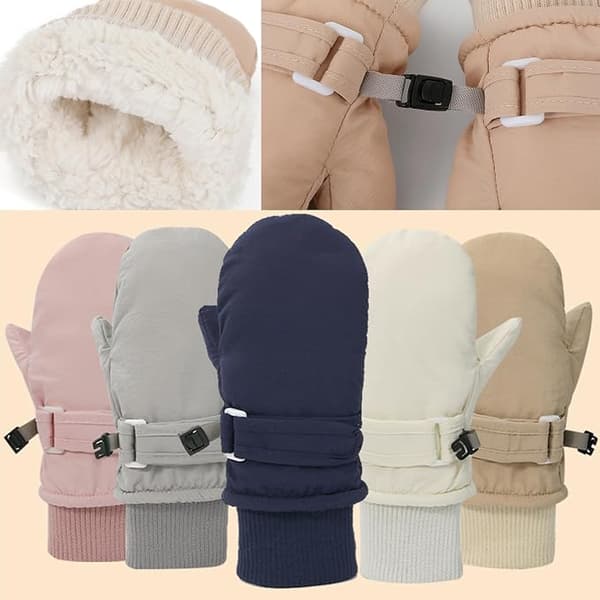 Vanntette vintervotter, varme snøhansker, egnet for spedbarn og barn, unisex (khaki) Khaki