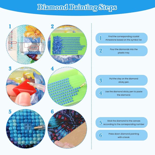 1 stk 5D DIY Diamantmaling til voksne, Komplet Diamantmaling