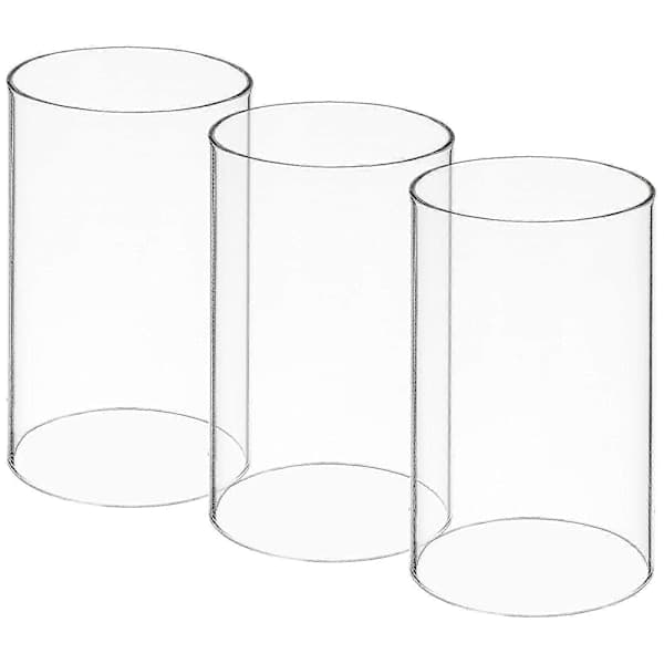 3x Glass Cylinder Candle Holders - Hurricane Lanterns