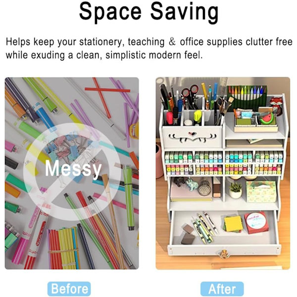 Large Capacity Desktop Storage, Stationery Storage Box (White D)