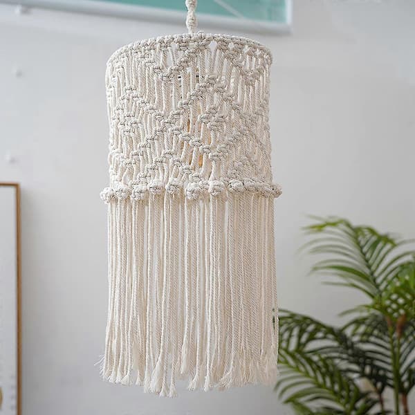 Macrame Lampshade Boho Hanging Ceiling Lamp Cover Modern Office Bedroom Decor