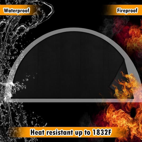 Semi-circular fireplace mat, fire-resistant floor protection, XL: 152x81cm