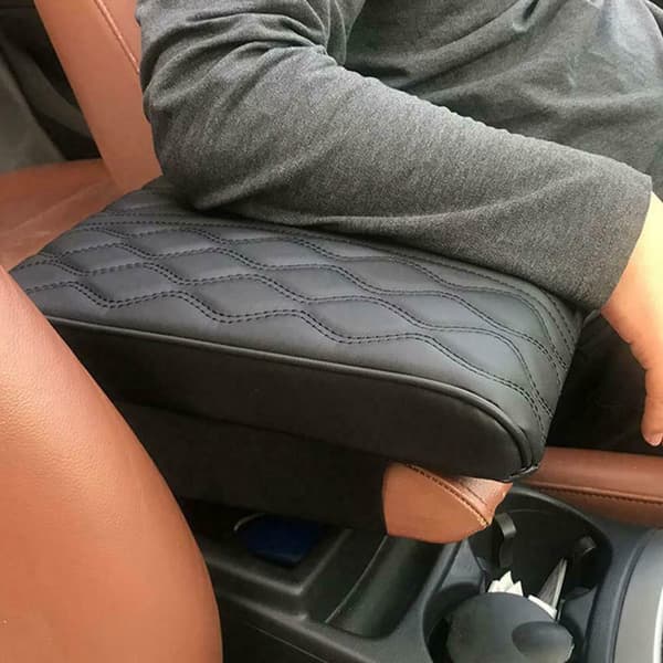 Sort PU-læder bil armlænsmåtte midterkonsolbeskytter Cu