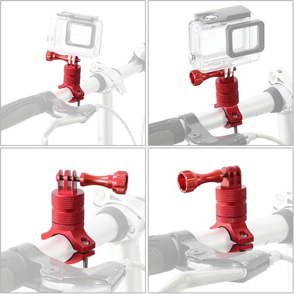 Universal Motorcycle Handlebar Mount 360 Degree Rotation Metal Camera Mount Compatible with Action Cameras