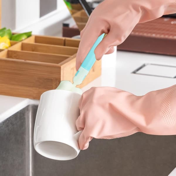 Sponge Bottle Brushes, with Adjustable Long Handle, Soft Foam Dish Brushes for Cups Mugs Kettles Wine Glasses (3 Pcs)