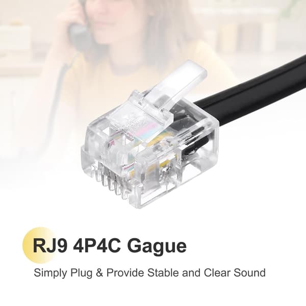 Telefonledning til fastnettelefon, 4,8 m uoprulllet/0,76 m oprullet RJ9 4P4C telefonrør uden sammenfiltring, sort White SQUARE