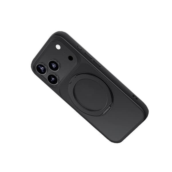 Black Skin Feel Anti-Fall Case with 360° Stand Compatible with Apple iPhone 17 Pro