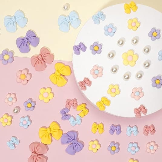Blå Roset Sko Dekorationer, 24 stk. Søde Blomstertilbehør til Træsko Sandaler, Perledekorationer til Da