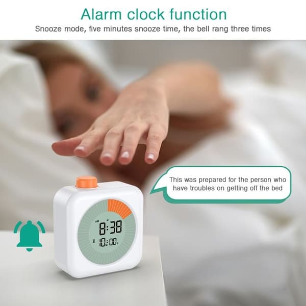(Hvit) Kjøkkentimer, digital visuell timer, klokke- og alarmfunksjon, 12/24 timer, for læring, trening, matlaging
