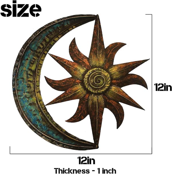 Sol och måne väggdekor himmelskt tema staty hängande metall