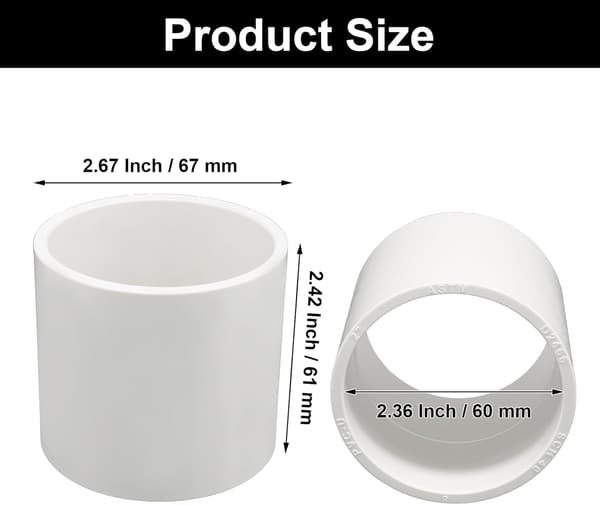2 st tum PVC-rörkoppling 2 st vit 2 Inch size_name