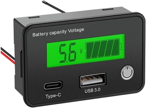 Batterikapacitetsindikator DC8 som stöder syra P och järn F fordon 30V litium med för