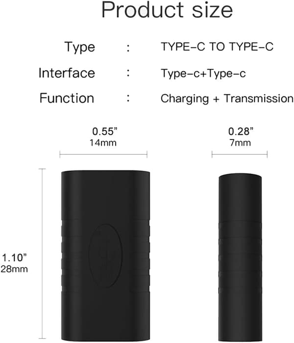 2 kpl USB C -liitin, tyyppi C naaras–naaras-sovitin, USB-C USB 3.1 -jatkoliitin tabletille, C