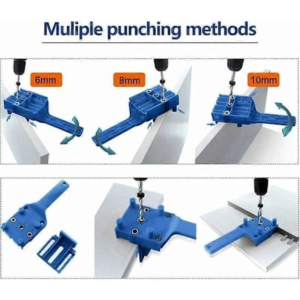 (pow yeah!) 41st Dowel Drilling Jig Set, Wood Plug Drill Guide with Parallel Stop, Dowel Jig Kit with Dowel Centering for 6mm/8mm/10mm