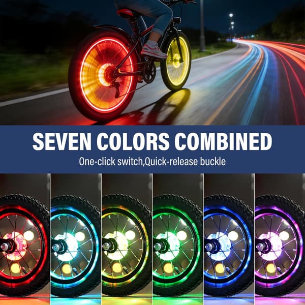 2 stk LED-eiker til sykkel, LED-navlys, LED-navlys til barnescooter, LED-hjulbelysning til sykkel